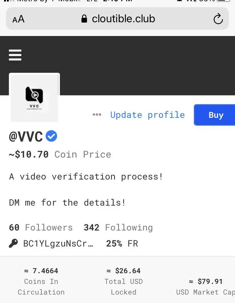 I (@dawayneperza) have been working with a few people to help me curate the global deed for https://www.cloutible.club

Looking to add a few more.

In the mean time I am going to be using @VVC as the main way that the @cloutible social node will verify and give blue checks out to users.

The way that @VVC will do that is actually going to be modified. We are going to implement a short recorded video call, with users wishing to be verified.