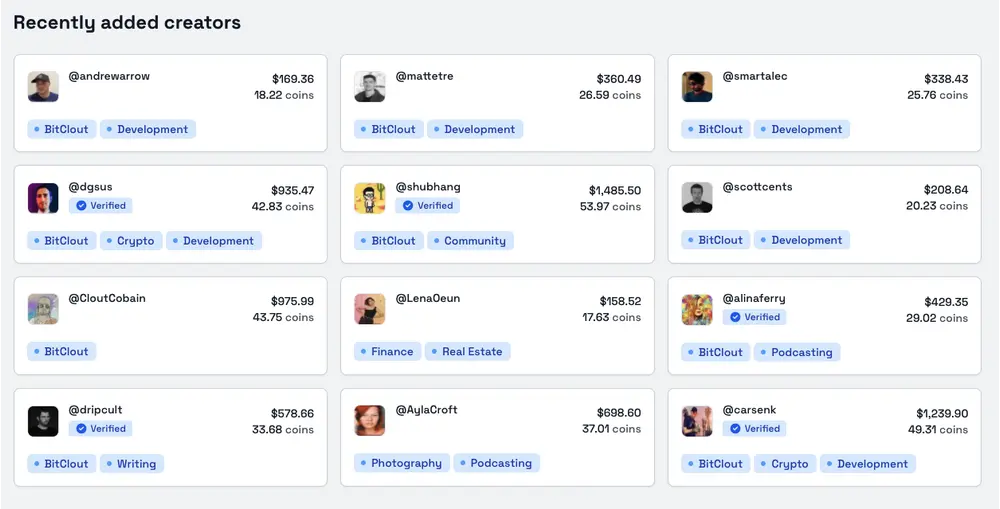 Excited for the latest batch of additions, welcome:

@AylaCroft @dripcult @alinaferry @LenaOeun @CloutCobain @scottcents @shubhang @dgsus @smartalec @mattetre @andrewarrow

More to come, we hope to reach 600 creators soon!

https://bitcloutfollow.com/
