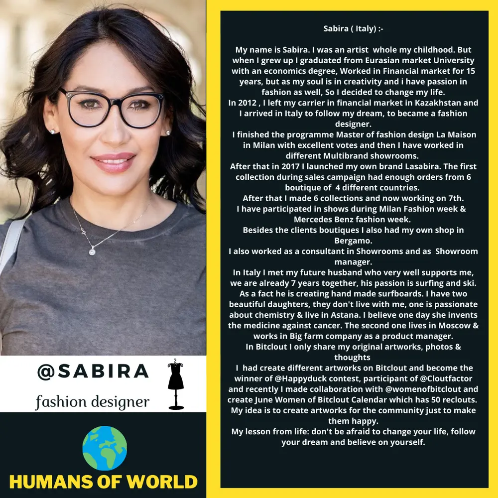 Humans of World #10 @sabira @beclout