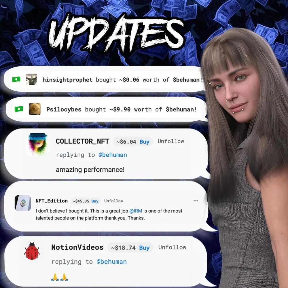 28TH AUGUST - BEHUMAN UPDATES
Credits - @hinsightprophet @Psilocybes @COLLECTOR_NFT @NFT_Edition @NotionVideos