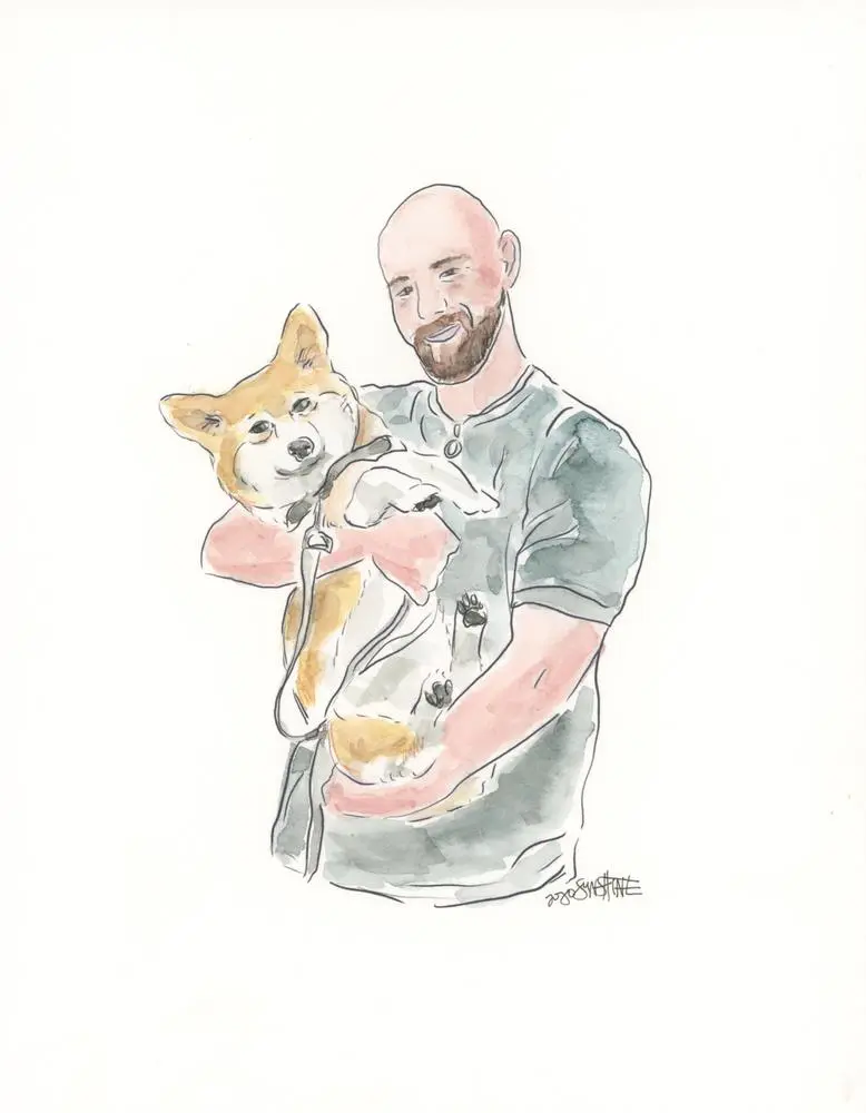 Commissioned portrait of a man and his dog 🐶❤️