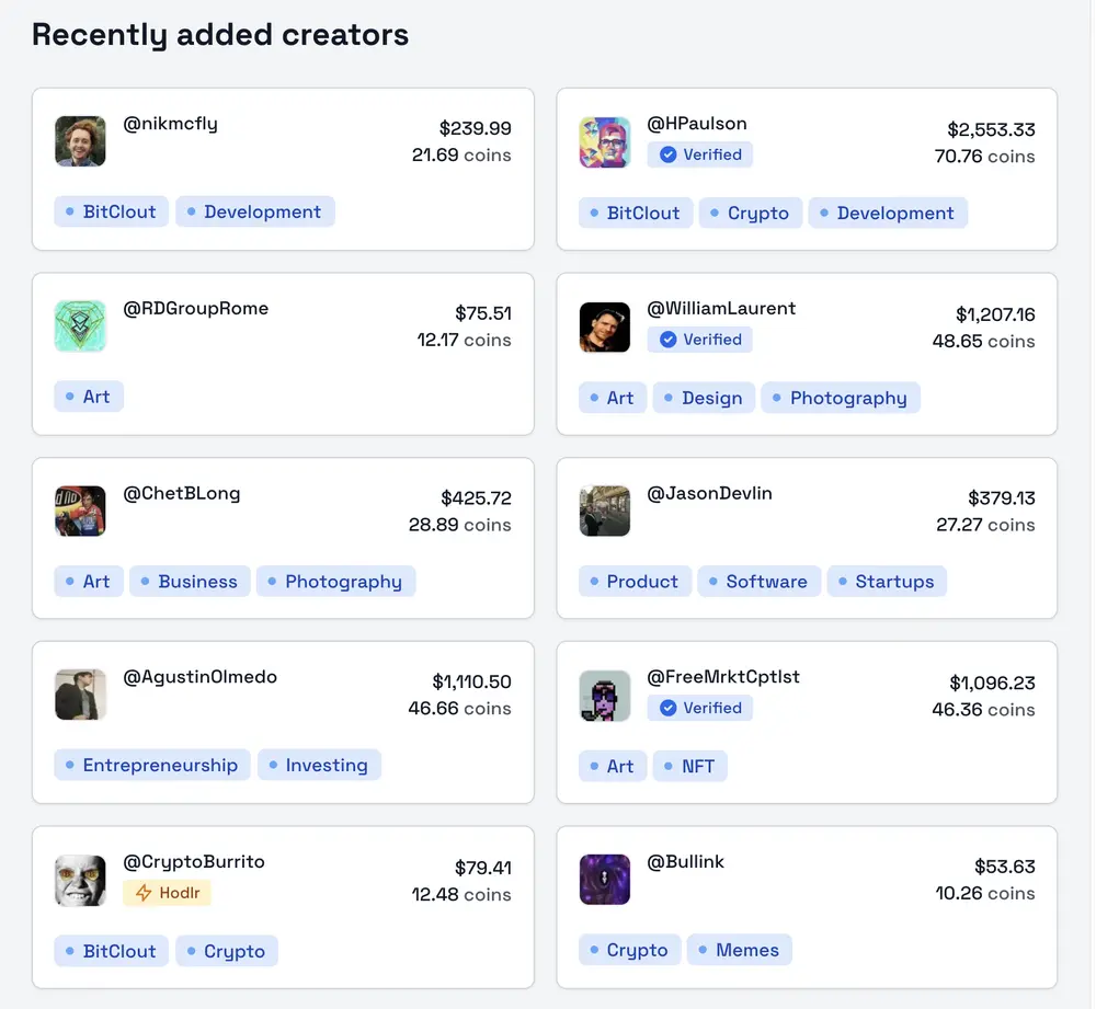 We just hit 600 creators listed!

Welcome to some of the recent additions: 

@nikmcfly @HPaulson @RDGroupRome @WilliamLaurent @ChetBLong @JasonDevlin @AgustinOlmedo @FreeMrktCptlst @CryptoBurrito @Bullink
