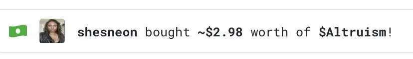 Thank you for your support @shesneon 🙏🏼 Investments like yours help to grow our donation pool. We’re on track to donate $5k this month 🙌🏼