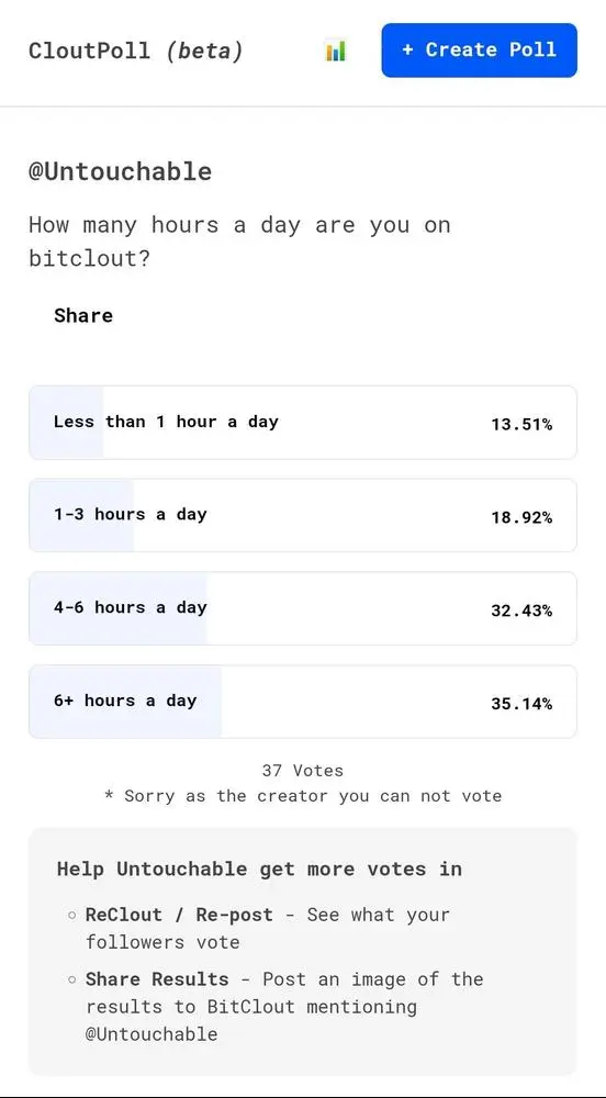 Getting great response to this @CloutPoll ! Here are the results so far