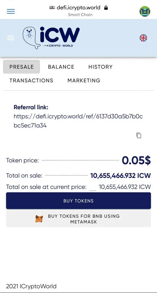 ⛏ iCrypto.World Digital Cloud Mining.

We are happy to announce that first Round iCW Token sale started today!
 
On October 09, 2021, the iCW token will be listed on a decentralized exchange PancakeSwap starting from 10 cents.