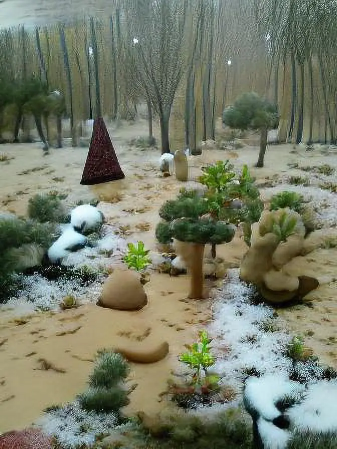 WeirdNature #008

 "Snow in a desert" 

GAN art of my picture
672x896