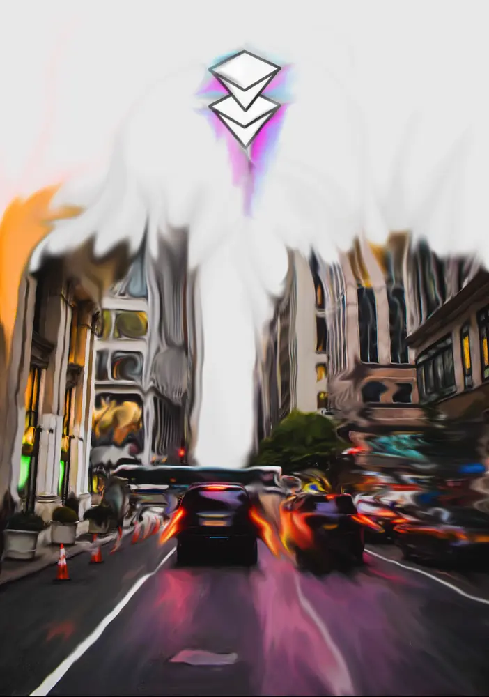 Name: Moving to Bitclout
Series: Moving to ...
Description: This piece is an artistic rendition of the upcoming traffic & demand that will soon reach Bitclout, and simultaneously it depicts the gaining popularity and liquidity flowing into Bitclout and its creators. The ecosystem is growing quickly and is whizzing past competing platforms. The incomplete smoky building represents the fact that the Bitclout ecosystem is not yet complete, but the foundation has been set for its quick growth. The b...