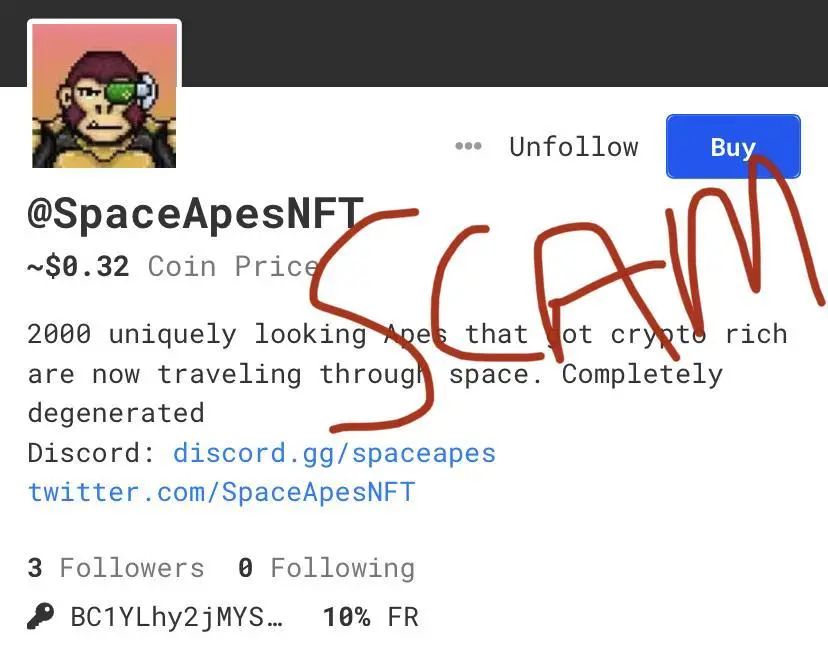 Scam Alert: SpaceApesNFT

Rugger 

Do Not Buy